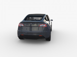 tesla model y awd midnight silver with interior and chassis 3D Модель