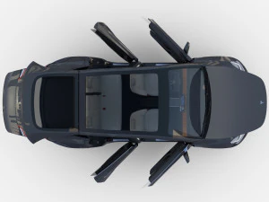 tesla model y awd midnight silver with interior and chassis 3D Model