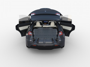 tesla model y awd midnight silver with interior and chassis 3D Модель