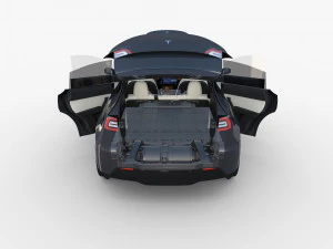 tesla model y awd midnight silver with interior and chassis 3D Model
