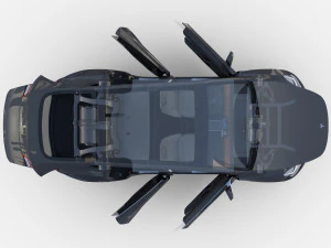 tesla model y awd midnight silver with interior and chassis 3D Model