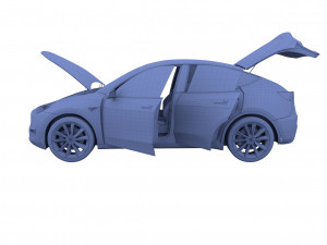 tesla model y awd midnight silver with interior and chassis 3D Модель