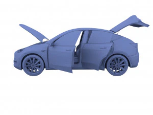 tesla model y awd midnight silver with interior and chassis 3D Model