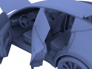 tesla model y awd midnight silver with interior and chassis 3D Модель