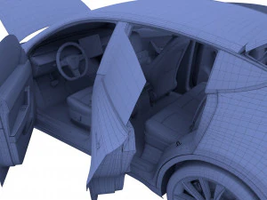 tesla model y awd midnight silver with interior and chassis 3D Model