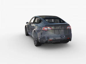 tesla model y awd midnight silver with interior and chassis 3D Model