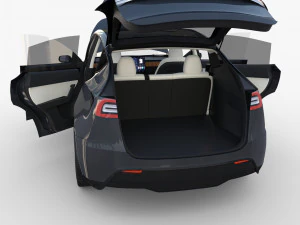 tesla model y awd midnight silver with interior and chassis 3D Model