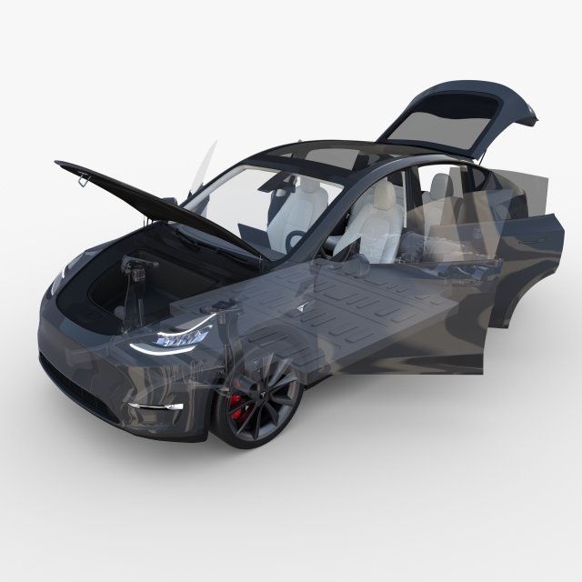 tesla model y rwd midnight silver with interior and chassis Modèle 3D .c4d .max .obj .3ds .fbx .stl .blend 