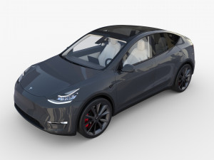 tesla model y rwd midnight silver with interior and chassis Modèle 3D