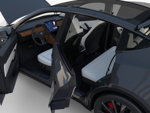 tesla model y rwd midnight silver with interior and chassis Modèle 3D