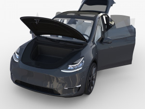 tesla model y rwd midnight silver with interior and chassis Modèle 3D