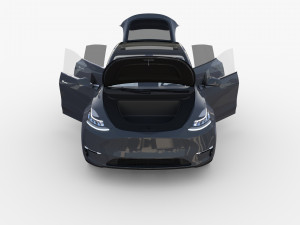 tesla model y rwd midnight silver with interior and chassis Modèle 3D