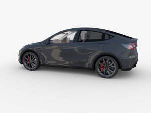 tesla model y rwd midnight silver with interior and chassis Modèle 3D