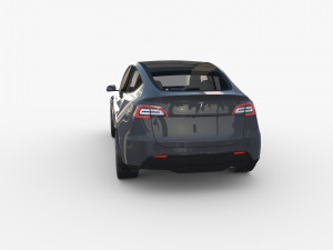 tesla model y rwd midnight silver with interior and chassis Modèle 3D