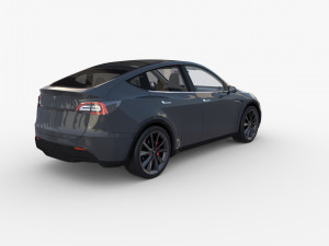 tesla model y rwd midnight silver with interior and chassis Modèle 3D