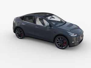 tesla model y rwd midnight silver with interior and chassis Modèle 3D