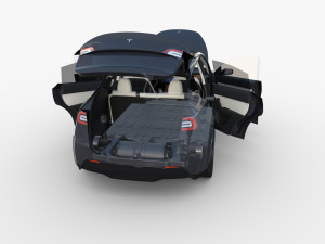 tesla model y rwd midnight silver with interior and chassis Modèle 3D