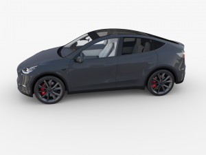 tesla model y rwd midnight silver with interior and chassis Modèle 3D