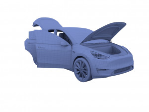 tesla model y rwd midnight silver with interior and chassis Modèle 3D