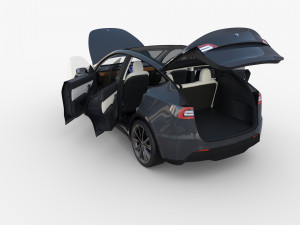tesla model y rwd midnight silver with interior and chassis Modèle 3D