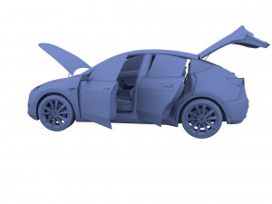 tesla model y rwd midnight silver with interior and chassis Modèle 3D