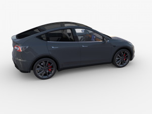 tesla model y rwd midnight silver with interior and chassis Modèle 3D