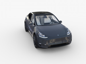 tesla model y rwd midnight silver with interior and chassis Modèle 3D
