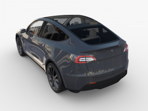 tesla model y rwd midnight silver with interior and chassis Modèle 3D