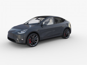 tesla model y rwd midnight silver with interior and chassis Modèle 3D