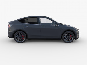 tesla model y rwd midnight silver with interior and chassis Modèle 3D