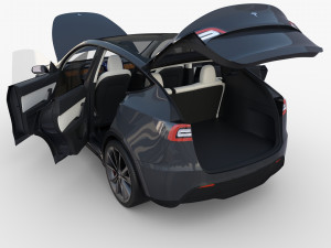 tesla model y rwd midnight silver with interior and chassis Modèle 3D