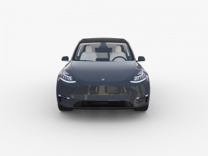 tesla model y rwd midnight silver with interior and chassis Modèle 3D