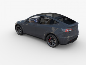 tesla model y rwd midnight silver with interior and chassis Modèle 3D