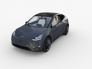 tesla model y rwd midnight silver with interior and chassis Modèle 3D