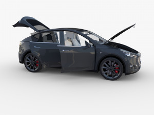 tesla model y rwd midnight silver with interior and chassis Modèle 3D