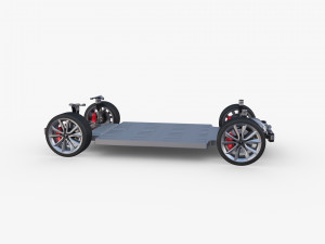 tesla model y rwd midnight silver with interior and chassis Modèle 3D