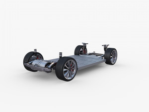 tesla model y rwd midnight silver with interior and chassis Modèle 3D