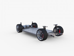 tesla model y rwd midnight silver with interior and chassis Modèle 3D