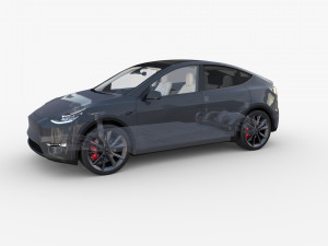 tesla model y rwd midnight silver with interior and chassis Modèle 3D