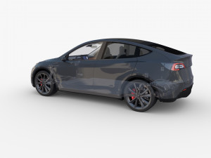 tesla model y rwd midnight silver with interior and chassis Modèle 3D
