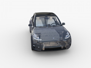 tesla model y rwd midnight silver with interior and chassis Modèle 3D