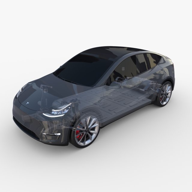 tesla model y awd midnight silver with chassis 3D मॉडल .c4d .max .obj .3ds .fbx .stl .blend 