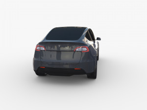 tesla model y awd midnight silver with chassis 3D मॉडल