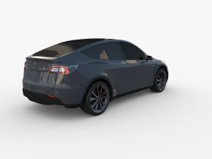 tesla model y awd midnight silver with chassis 3D Model
