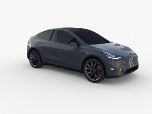 tesla model y awd midnight silver with chassis 3D मॉडल