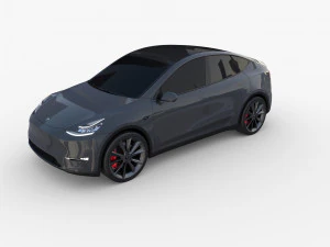 tesla model y awd midnight silver with chassis 3D Model