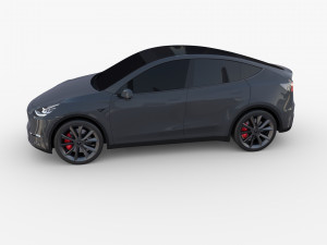 tesla model y awd midnight silver with chassis 3D मॉडल