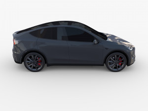 tesla model y awd midnight silver with chassis 3D मॉडल
