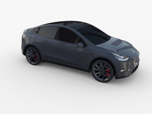 tesla model y awd midnight silver with chassis 3D मॉडल