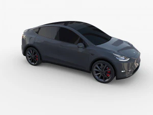 tesla model y awd midnight silver with chassis 3D Model